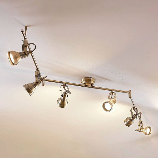 Lindby Deckenlampe Perseas (Retro, Vintage Antik) in Bronze aus Metall (6 flammig GU10) - Deckenleuchte Lampe Wohnzimmerleuchte