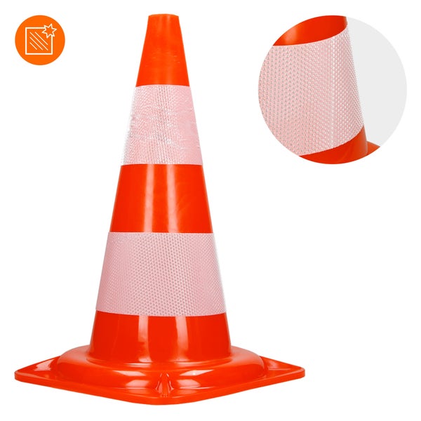 ECD Germany 10 Stück Verkehrskegel Pylone 47 cm, Orange-Weiß, Verkehrsleitkegel mit 2 reflektierenden Streifen, stapelbar & flexibel, Warnleitkegel Warnkegel Leitkegel Verkehrshütchen Markierungskegel