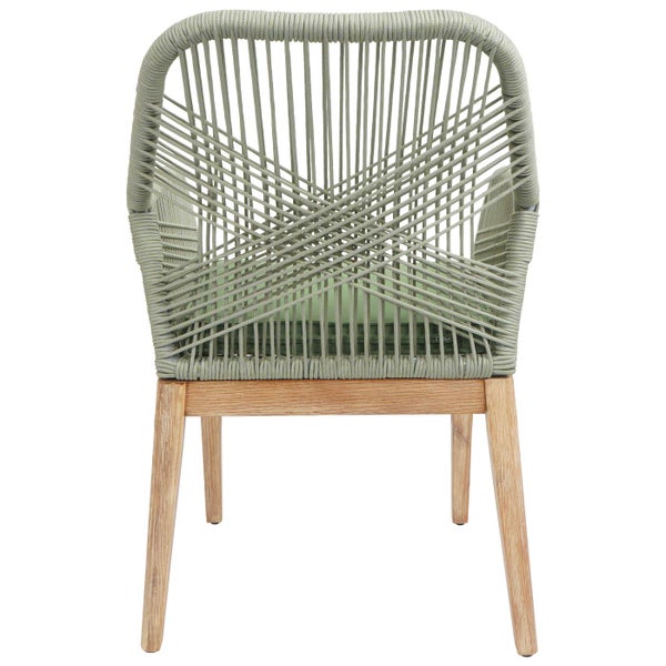 Gartensessel mit Kordelbespannung und Holzbeinen