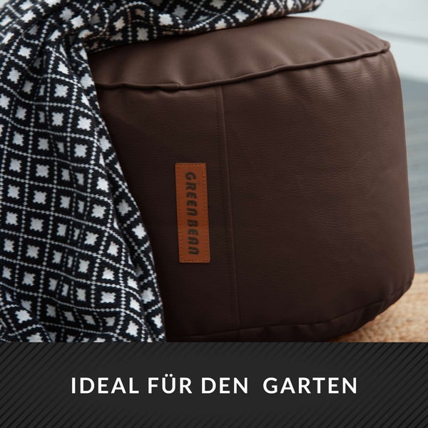 Green Bean Sitzhocker aus Kunstleder - Pouf mit EPS Perlen Füllung - 43 x 30 cm - perfekte Ergänzung zum Sitzsack - Sitzwürfel Sitzkissen Hocker Fußhocker - Dunkelbraun