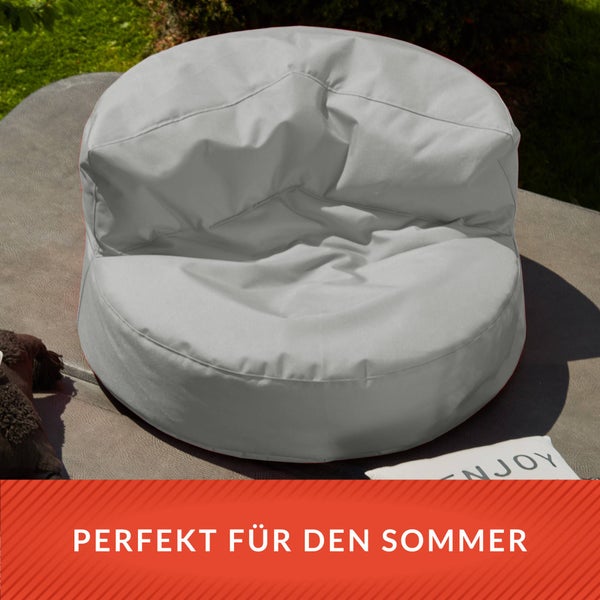 Green Bean Sitzsack Sofa mit Füllmaterial - Lounge im Sitzsack-Design 90x50cm mit ergonomischer Rückenlehne & waschbarem Bezug - Indoor und Outdoor geeignet in Hellgrau