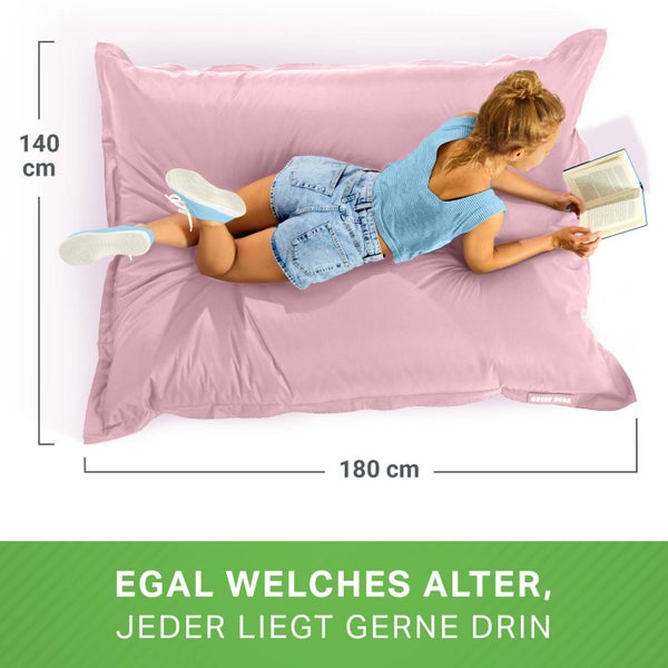 Green Bean Outdoor Sitzsack XXL 140x180cm 380 Liter Kinder & Erwachsene Bean Bag EPS Perlen Füllung Riesensitzsack Groß Liegekissen Waschbar Wetterfest Lounge Chair Sitzkissen Bodenkissen Koralle