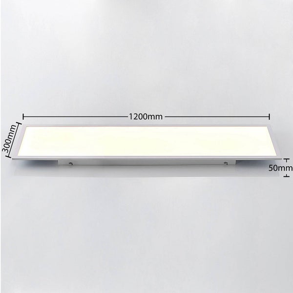Rechteckiges LED-Panel mit den Maßen: Länge 1200 Millimeter, Breite 300 Millimeter, Höhe 50 Millimeter.
