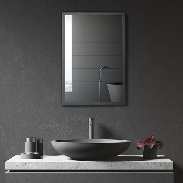 kleankin, Spiegelschrank, Badezimmerschrank, 40L x 12B x 60H cm, Edelstahl, Glas, Schwarz