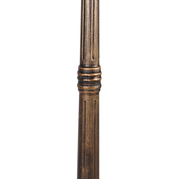 Detailansicht einer Metallstange mit Längsrillen und Zierring in antik-bronzenem Design.