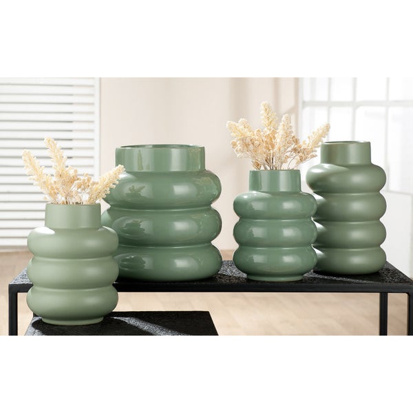 Vasen GILDE 2er Set RIM Tischdekoration grün Höhe 24cm Keramik