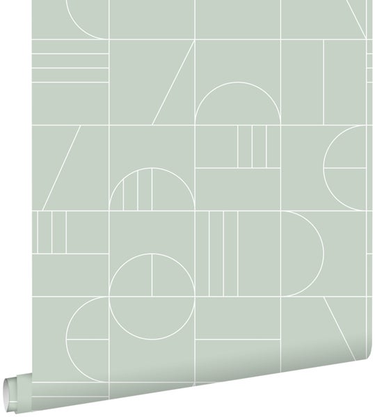 ESTAhome Tapete Art Decó Muster Mintgrün und Weiß - 0,53 x 10,05 m - 139209