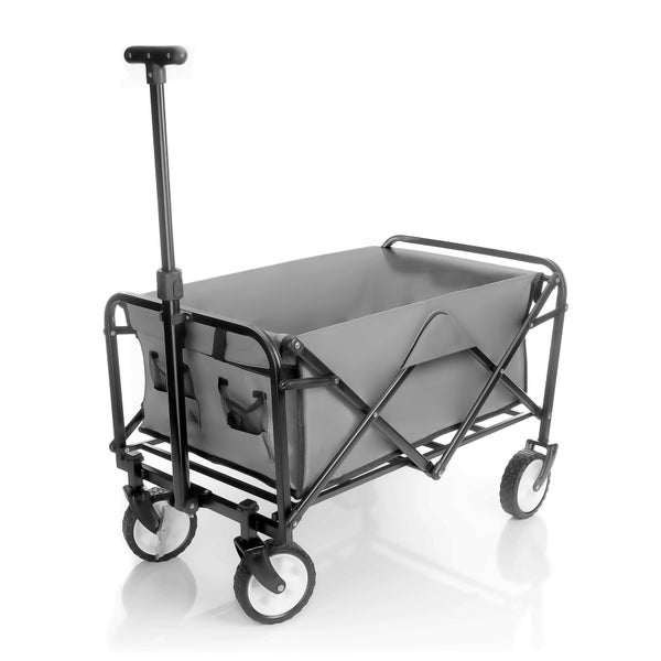 Faltbarer Bollerwagen mit Metallrahmen und Zugstange für Transportaufgaben