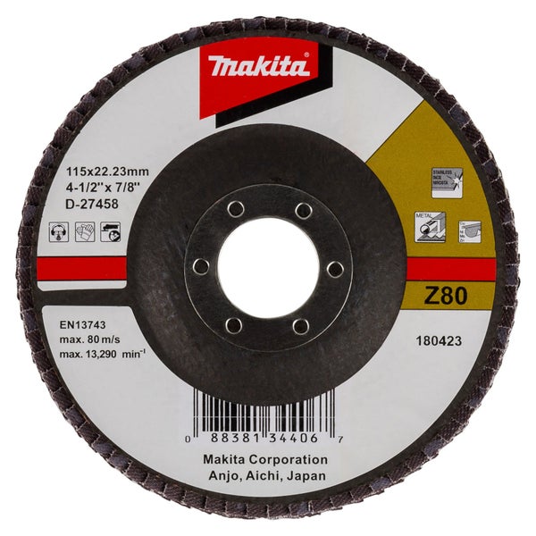 Makita Schleifmopteller, 115 Millimeter Durchmesser, für Metall und Edelstahl