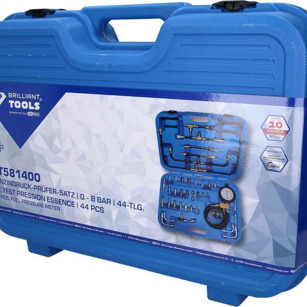 BRILLIANT TOOLS Benzindruck-Prüfer-Satz 0 - 10 bar 44tlg. - BT581400