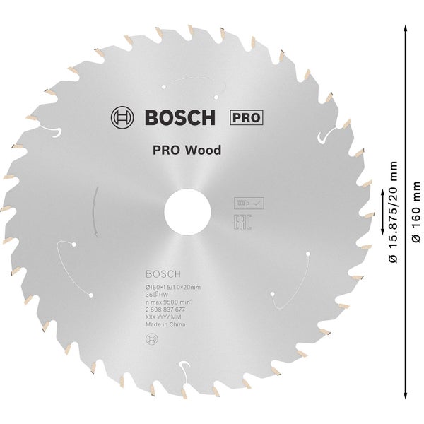 Bosch PRO Wood cordless Blatt für Kreissägen 160 x 1,5 x 20 mm - 2608837677