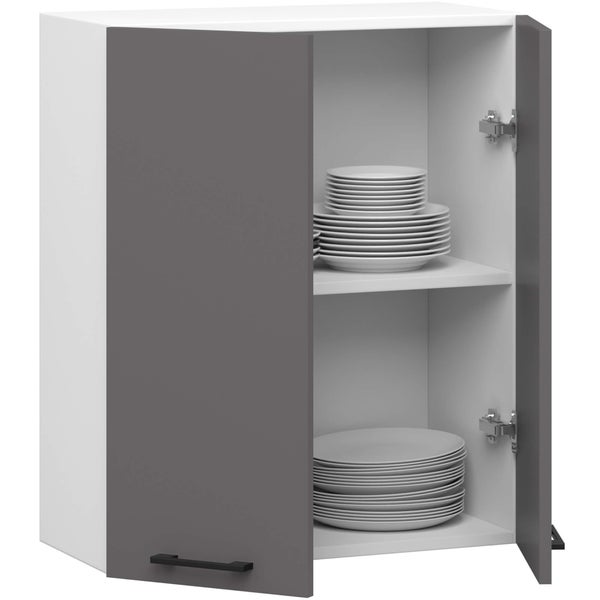 Wandschrank mit zwei Einlegeböden und geöffneter Tür