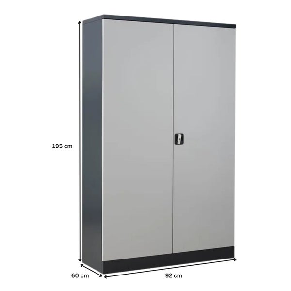 PROREGAL Stahlschrank Bee 9 Fachböden HxBxT 195 x 92 x 60 cm Pulverbeschichtetes & Verstärktes Fachbodenmaterial Anthrazit & Grau