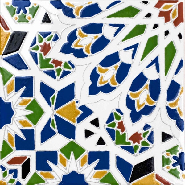 Marokkanische Fliesen 20x20 Nazir - Keramikmosaik für Bad, Küche, Dusche | Wandfliesen-Packung enthält 12 Keramikfliesen für küchenrückwand