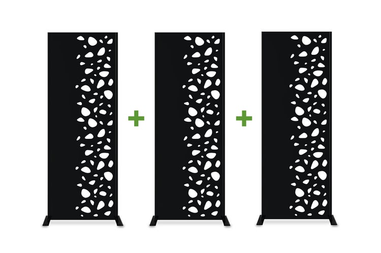 Set mit 3 dekorativen Paneelen SUNNY Schwarz H.160cm, rechte Seite mit Mustern