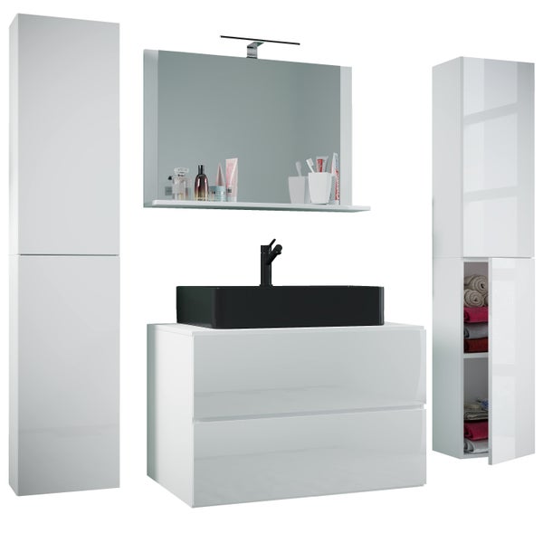 5-tlg Waschtisch Badmöbel 80cm Lendas XL Schublade