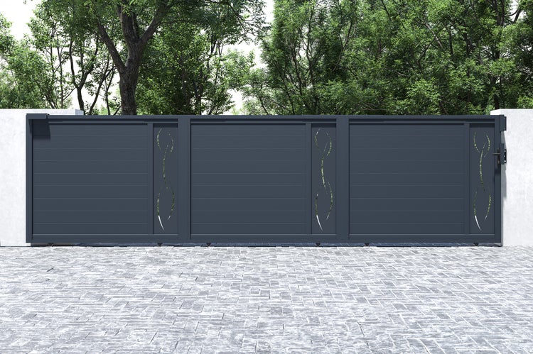 Schiebetor 6m LIFE H.160 graues Aluminium