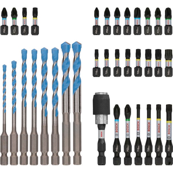 Bosch PRO Impact Schrauberbits und Multi Construction Bohrer Mixed Set 35-tlg. - 2608522518