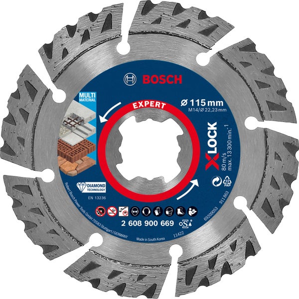 Bosch Expert MultiMaterial X-LOCK Diamanttrennscheiben 115 x 22,23 x 2,4 x 12 mm - 2608900669