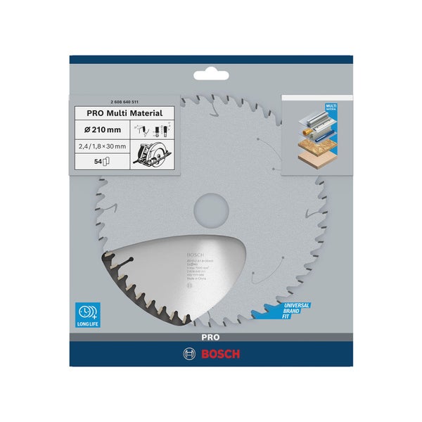 Bosch Kreissägeblatt Pro Multi Material, 210 Millimeter Durchmesser