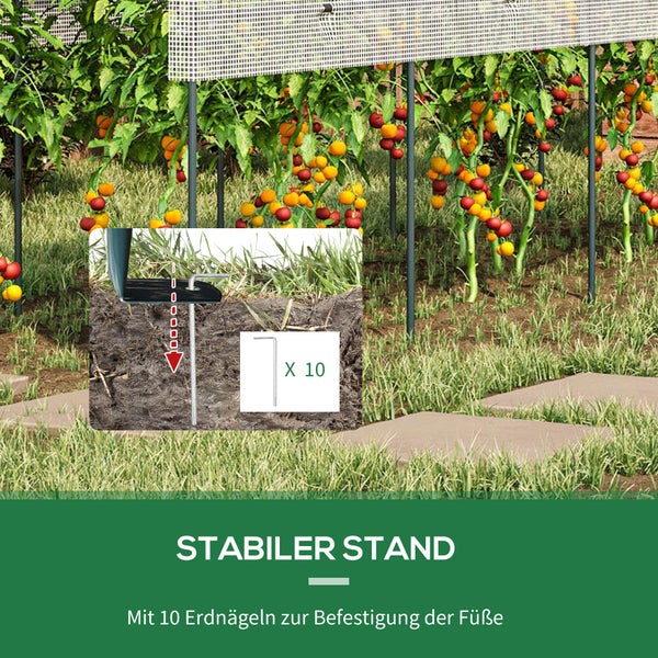 Outsunny Tomatengewächshaus, 400L x 120B x 170H cm, Stahl, PE, Weiß