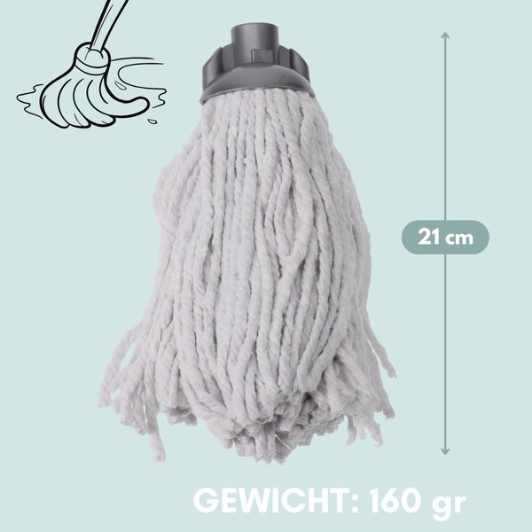 Moppkopf mit Baumwollfransen, 21 cm lang, Gewicht 160 Gramm