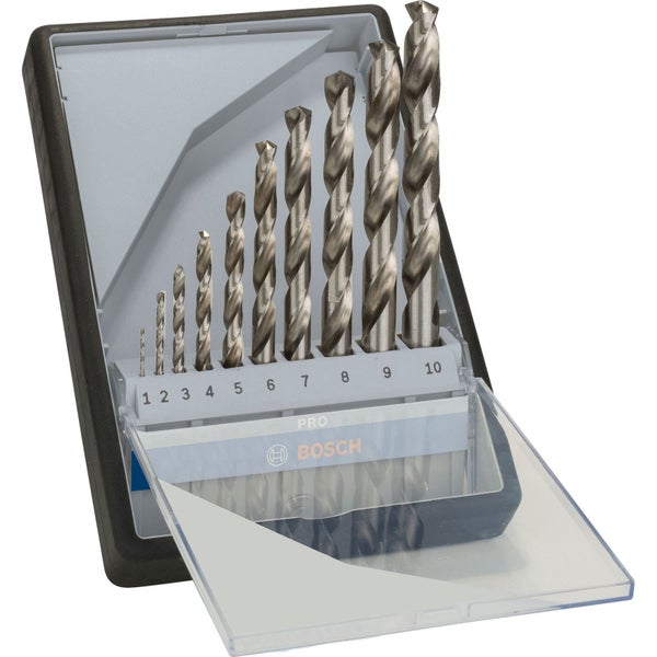 Bohrer Set mit zehn Teilen in einer Aufbewahrungsbox von Bosch