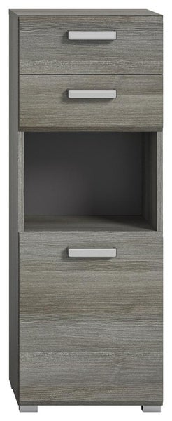 Silver Badschrank 1 Tür, 2 Schubladen, 1 Ablage rauchfarbenen. 40 X 33 X 109 cm