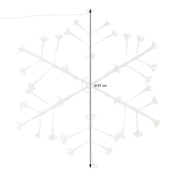 ECD Germany LED-Schneeflocke mit 288 warmweißen LEDs, 87cm, Dekorative Hängende Weihnachtsbeleuchtung für Innen/Außen, IP44 Wasserdicht, Fenstersilhouette Fenster Deko Lichterkette für Weihnachten