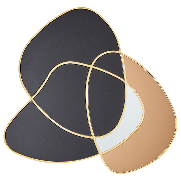 Dekoratives Wandobjekt mit abstrakten Formen und goldenen Akzenten