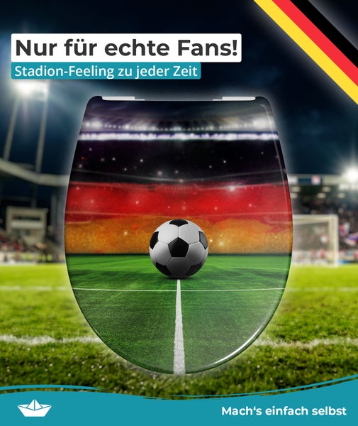WC-Sitz mit Fussball Motiv und Stadion Design für Fans