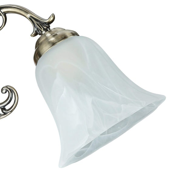 Detailaufnahme einer Wandleuchte mit Lampenschirm aus Glas