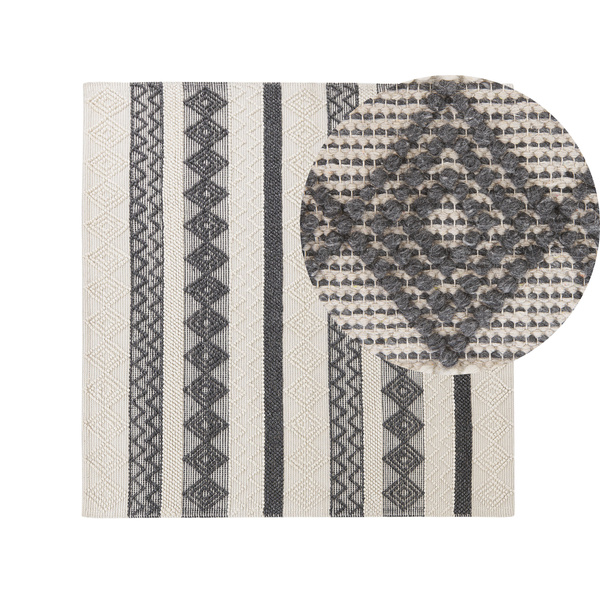 Teppich DAVUTLAR Hellbeige 200 x 200 cm Wolle