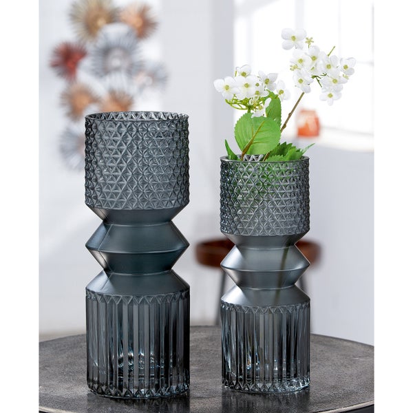 Vase GILDE Höhe 25 cm grau Glas