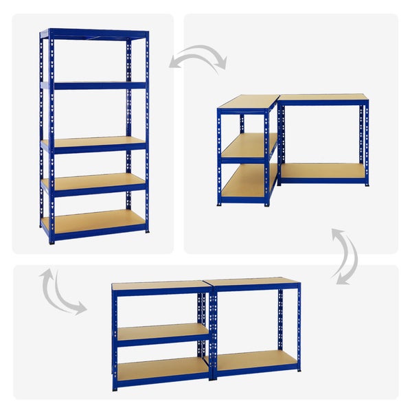 PROREGAL Mega Deal 3x Schwerlastregal Tiger HxBxT 180 x 90 x 45 cm Fachlast 265 kg 5-Ebenen Blau