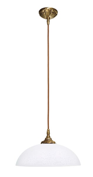 Hängeleuchte mit Glasschirm und goldfarbener Aufhängung