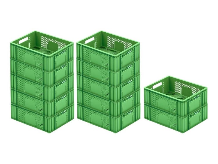 PROREGAL SuperSparSet 12 x Eurobehälter Obst- und Gemüsekasten HxBxT 14,2 x 30 x 40 cm 13 Liter Grün Obst-Gemüsekiste Obstkorb Transportbox