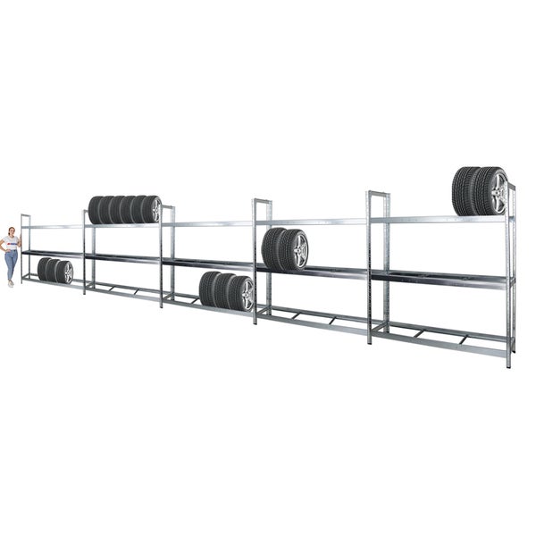 PROREGAL Mega Deal 5x Reifenregal Tiger XL HxBxT 200 x 180 x 45 cm Bis Zu 105 Reifen Verzinkt
