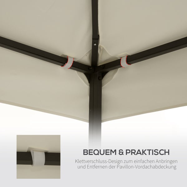 Outsunny Ersatzdach für Pavillon, Pavillondach für Metallpavillon, 3x3m, Polyester, Cremeweiß