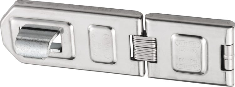ABUS Überfalle aus Stahl für Vorhangschlösser, robuste Ausführung mit Gelenk.