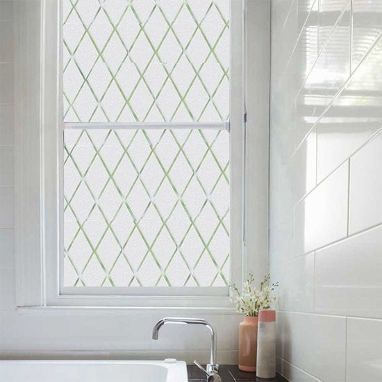 Simple Fix Fensterfolie - Diamantdruck 70 x 300 cm - Sichtschutzfolie Fenster Folie, Isolierfolie - Fensterfolie Blickdicht Selbsthaftend - Kariert