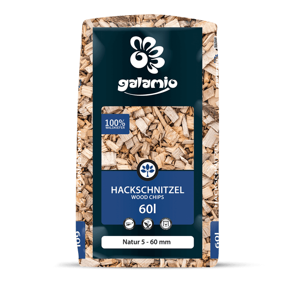 Galamio Holzhackschnitzel Natur 60l x 26 Sack 1560l Palette