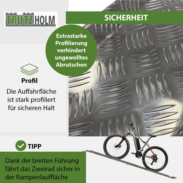 TRUTZHOLM Auffahrschiene zusammensteckbar 150 - 270 cm verstellbar Treppenrampe E-Bike 50kg Alu grau