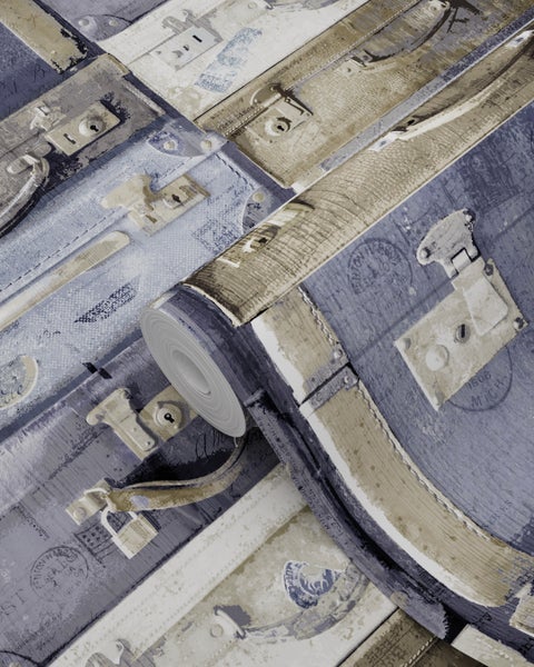 Tapetenrolle mit Koffermuster