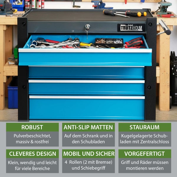 Werkzeugwagen mit Werkzeugen und Trutzholm Logo