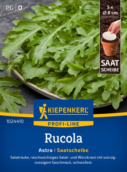 Kiepenkerl Profi Line Rucola Astra Saatscheiben zum Pflanzen von würzig nussiger Salatrauke in Töpfen
