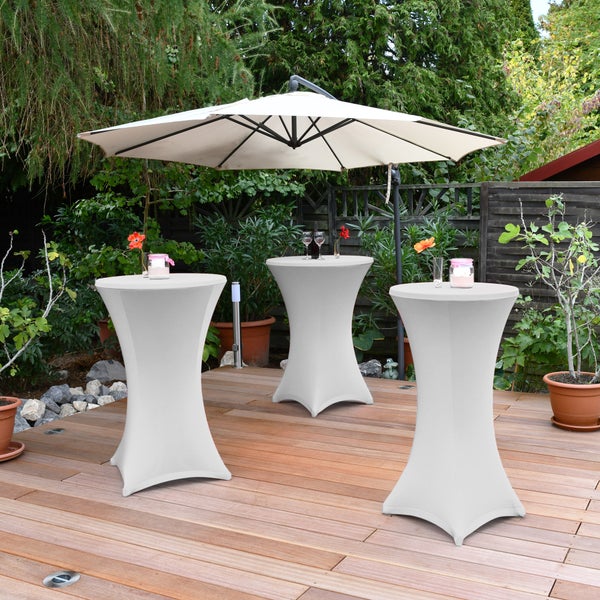 Beautissu Stella Stehtischhusse Ø 80 cm Weiß (2tlg)