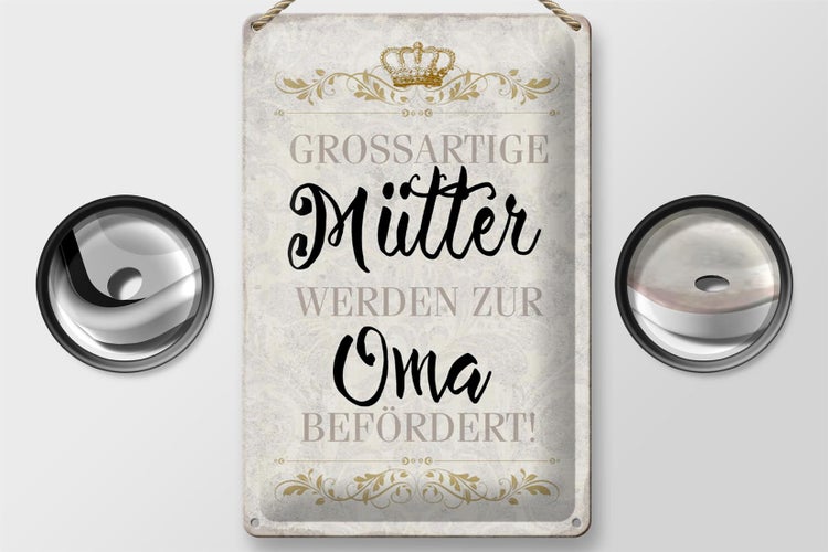 Blechschild Spruch 20x30cm grossartig Mütter werden zur Oma