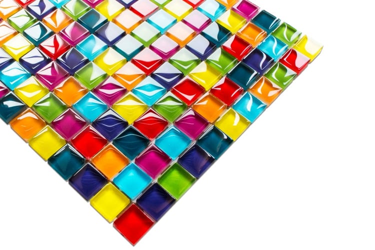 Glasmosaik auf Netz für Bad und Küche 30cm x 30cm  - Rainbow