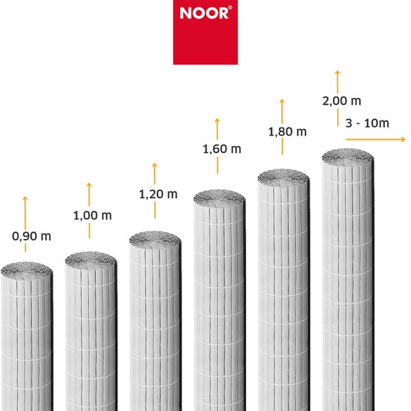 Noor Sichtschutzmatte in verschiedenen Höhen von 0,90 Meter bis 2,00 Meter in Rollenform